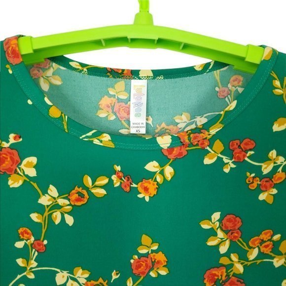 LuLaRoe Julia Sheath Pencil‎ Dress Green Orange Yellow Floral Stretch XS - Picture 6 of 11